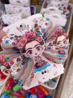 Colorful Frida-Inspired Kids Hair Bow - Multicolor